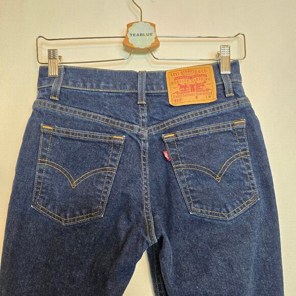 Levi's Vintage Y2K 2000 Women's 517 Boot Cut Flare Dark Blue Jean 3 JR M - Picture 7 of 13
